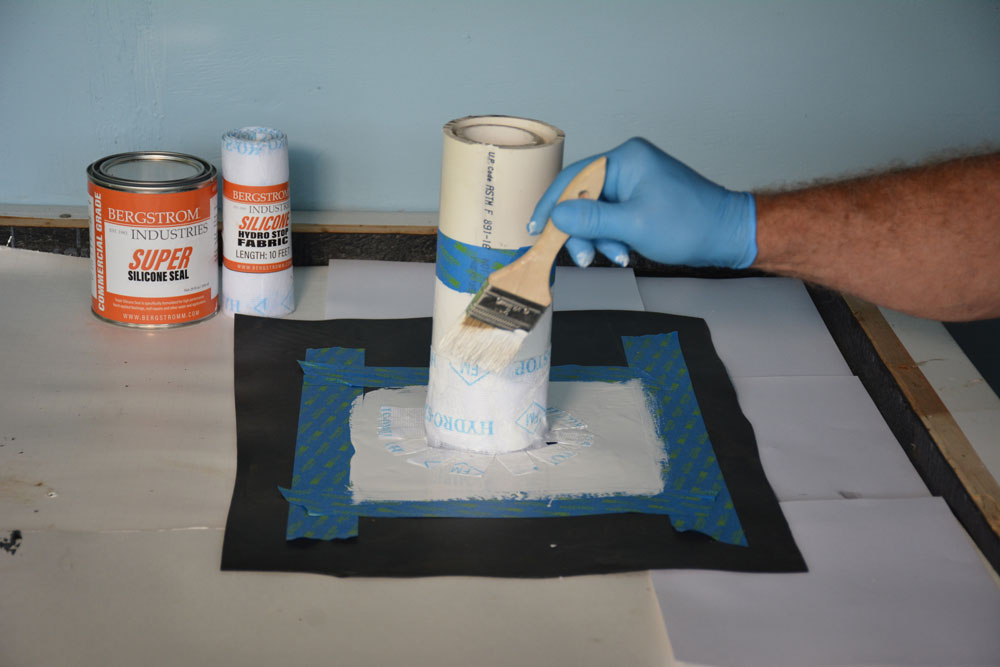 Install Fleece around pipe with tabs spread around on the roof